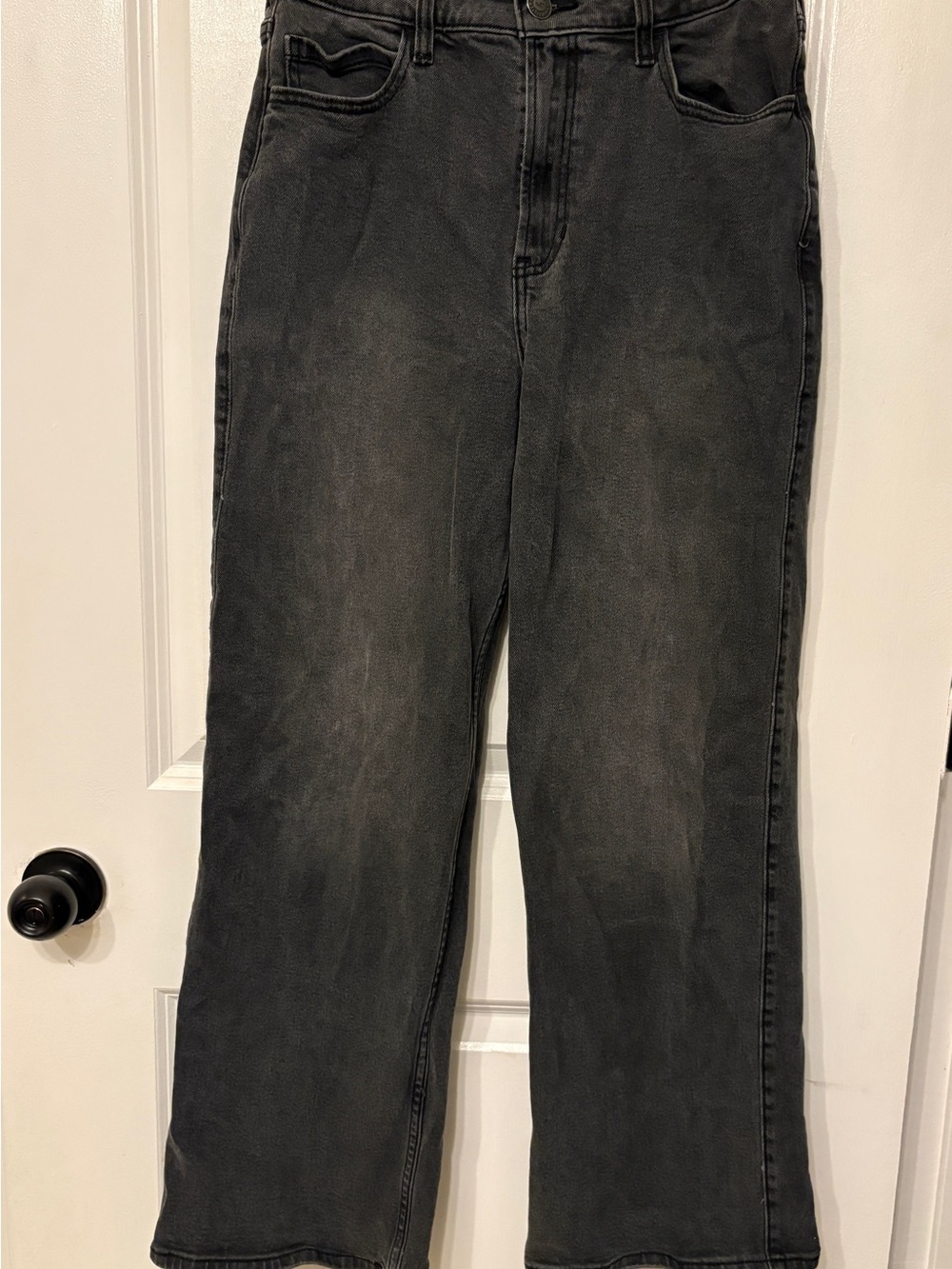 Hollister Women's Straight Leg Black Washed Jeans